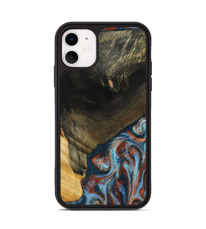 iPhone 11 Wood Phone Case - Tillie (Teal & Gold, 791427)