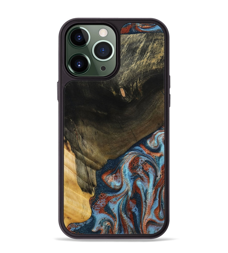 iPhone 13 Pro Max Wood Phone Case - Tillie (Teal & Gold, 791427)