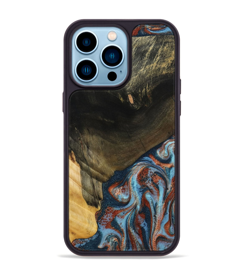 iPhone 14 Pro Max Wood Phone Case - Tillie (Teal & Gold, 791427)