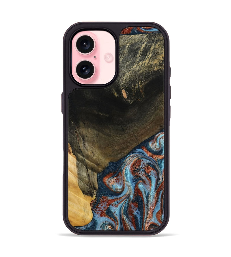 iPhone 16 Wood Phone Case - Tillie (Teal & Gold, 791427)