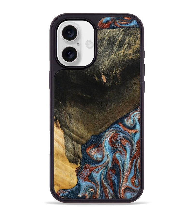 iPhone 16 Plus Wood Phone Case - Tillie (Teal & Gold, 791427)