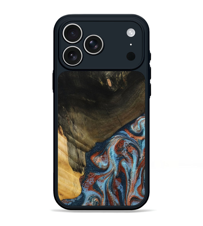 iPhone 17 Pro Max Wood Phone Case - Tillie (Teal & Gold, 791427)