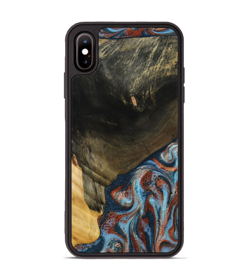 iPhone Xs Max Wood Phone Case - Tillie (Teal & Gold, 791427)