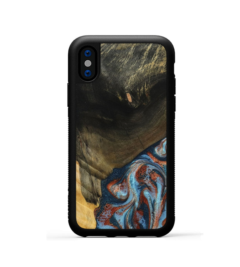 iPhone Xs Wood Phone Case - Tillie (Teal & Gold, 791427)