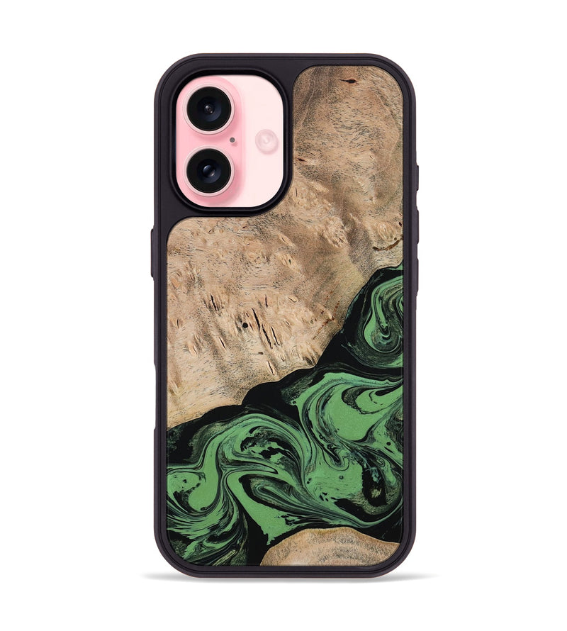 iPhone 16 Wood Phone Case - Keisha (Green, 791443)
