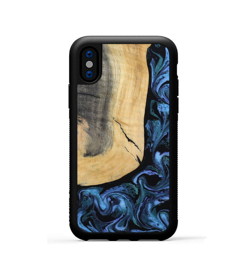 iPhone Xs Wood Phone Case - Taryn (Blue, 791476)