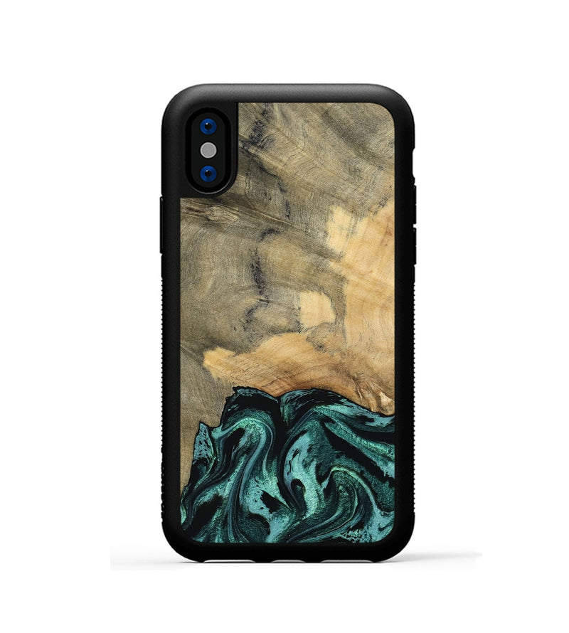 iPhone Xs Wood Phone Case - Hendrix (Green, 791480)