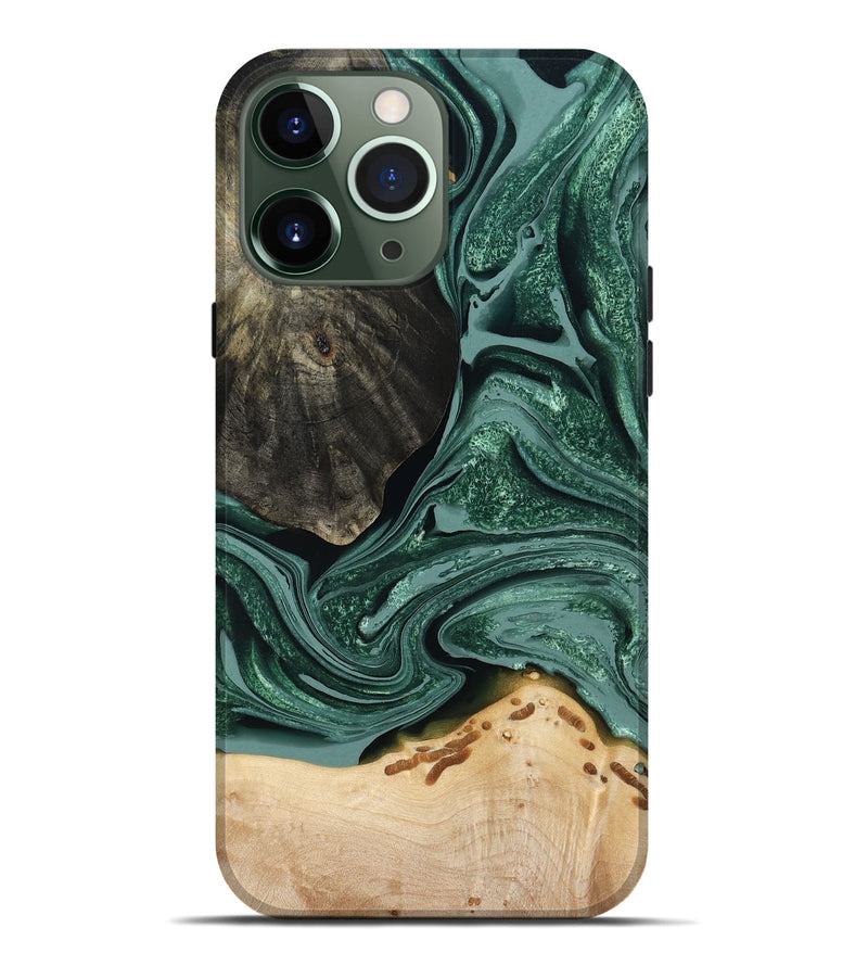 iPhone 13 Pro Max Wood Live Edge Phone Case - Rocio (Green, 791561)