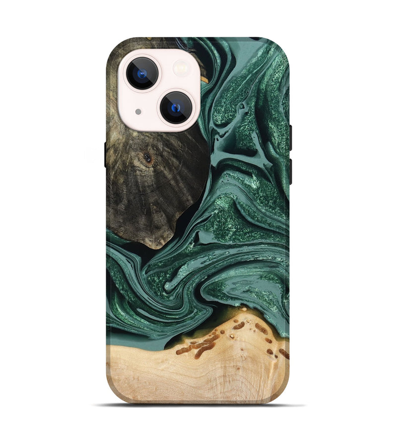 iPhone 14 Wood Live Edge Phone Case - Rocio (Green, 791561)