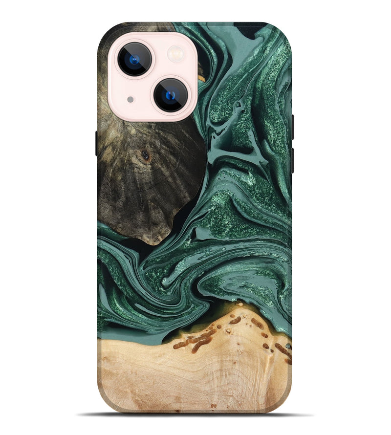 iPhone 14 Plus Wood Live Edge Phone Case - Rocio (Green, 791561)