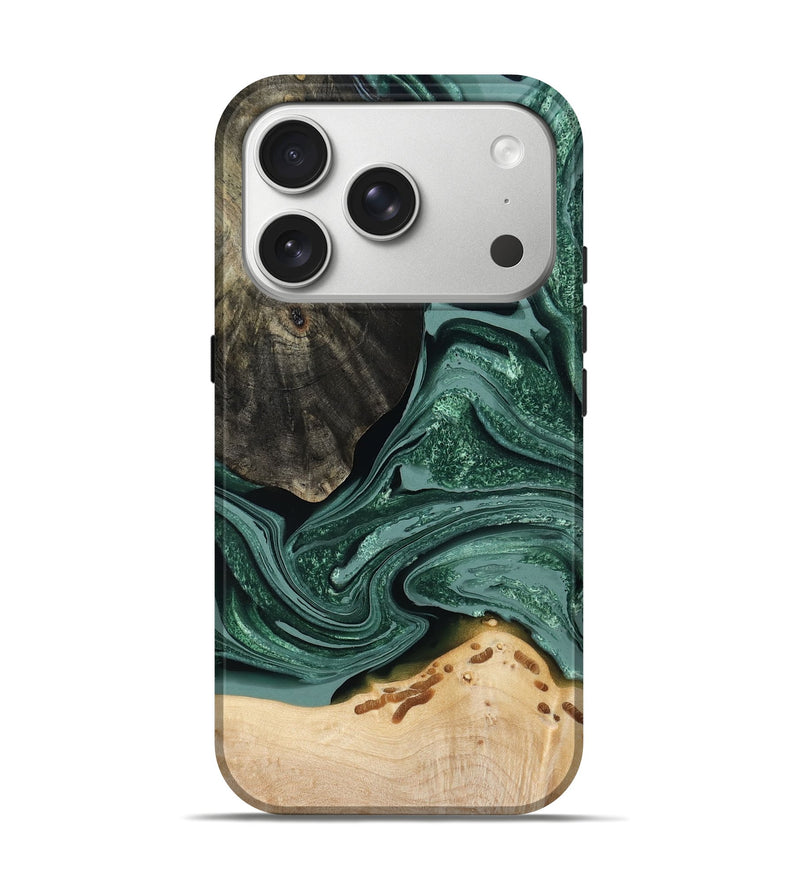 iPhone 17 Pro Wood Live Edge Phone Case - Rocio (Green, 791561)