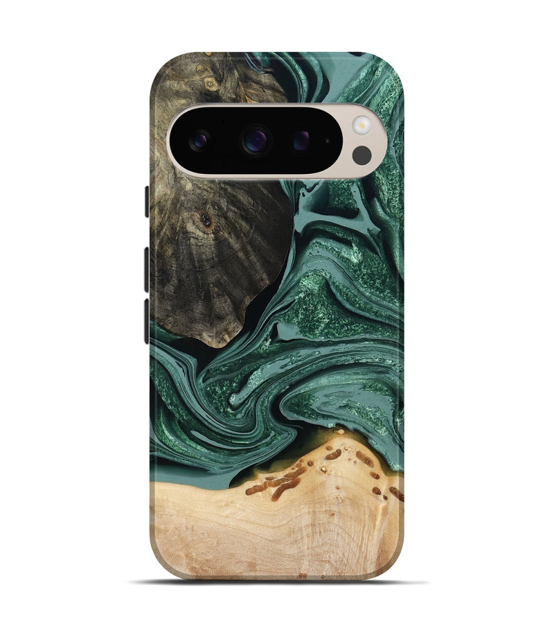 Pixel 9 Wood Live Edge Phone Case - Rocio (Green, 791561)