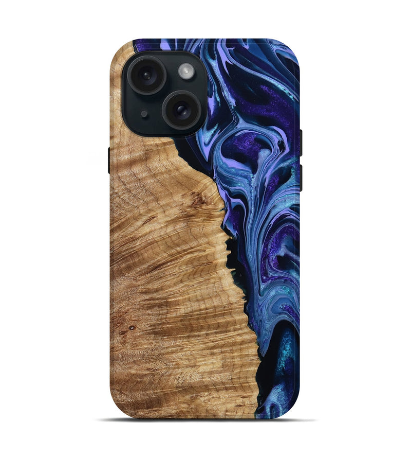 iPhone 15 Wood Live Edge Phone Case - Mekhi (Purple, 791570)