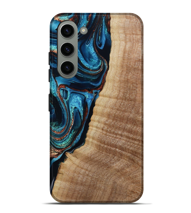 Galaxy S23 Plus Wood Live Edge Phone Case - Kimora (Teal & Gold, 791579)