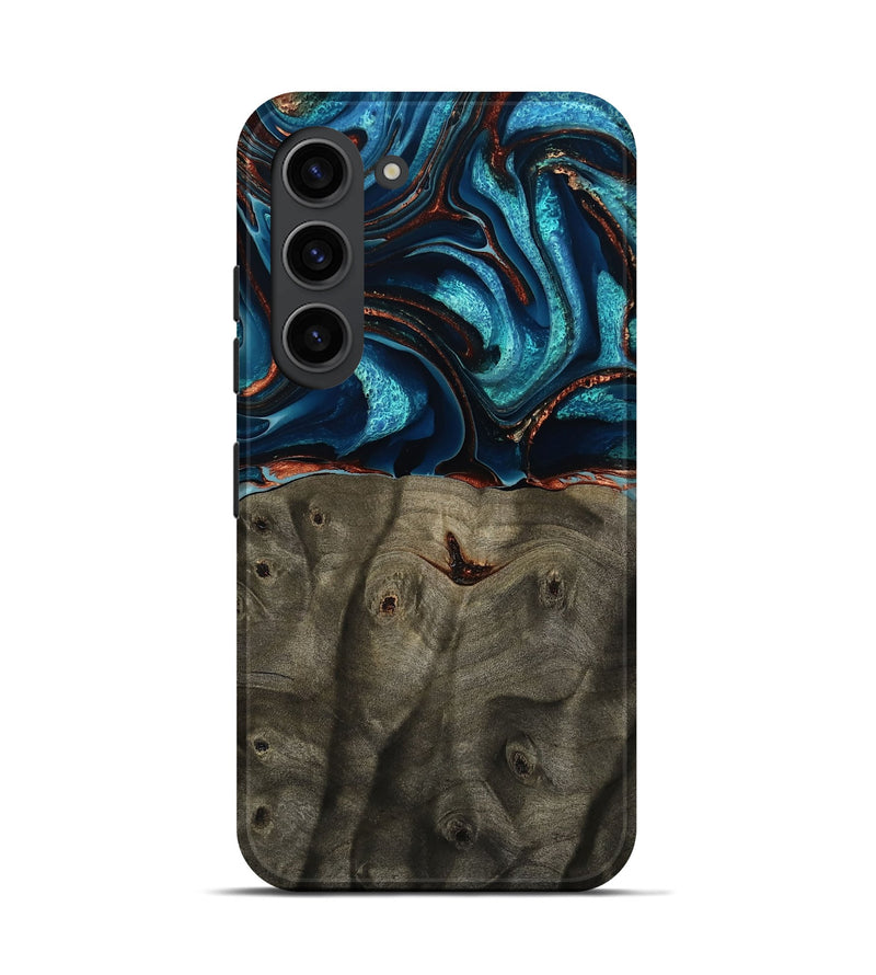 Galaxy S23 Wood Live Edge Phone Case - Westyn (Teal & Gold, 791587)