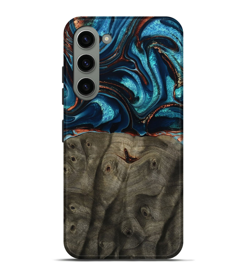 Galaxy S23 Plus Wood Live Edge Phone Case - Westyn (Teal & Gold, 791587)