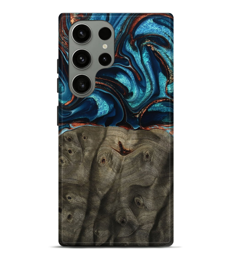 Galaxy S23 Ultra Wood Live Edge Phone Case - Westyn (Teal & Gold, 791587)