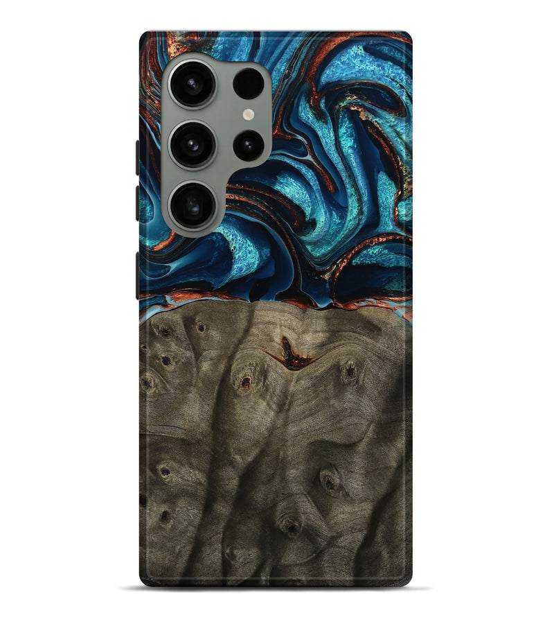 Galaxy S24 Ultra Wood Live Edge Phone Case - Westyn (Teal & Gold, 791587)
