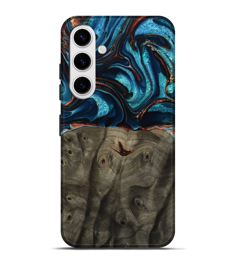 Galaxy S25 Plus Wood Live Edge Phone Case - Westyn (Teal & Gold, 791587)