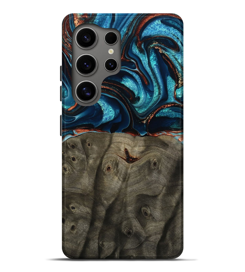 Galaxy S25 Ultra Wood Live Edge Phone Case - Westyn (Teal & Gold, 791587)