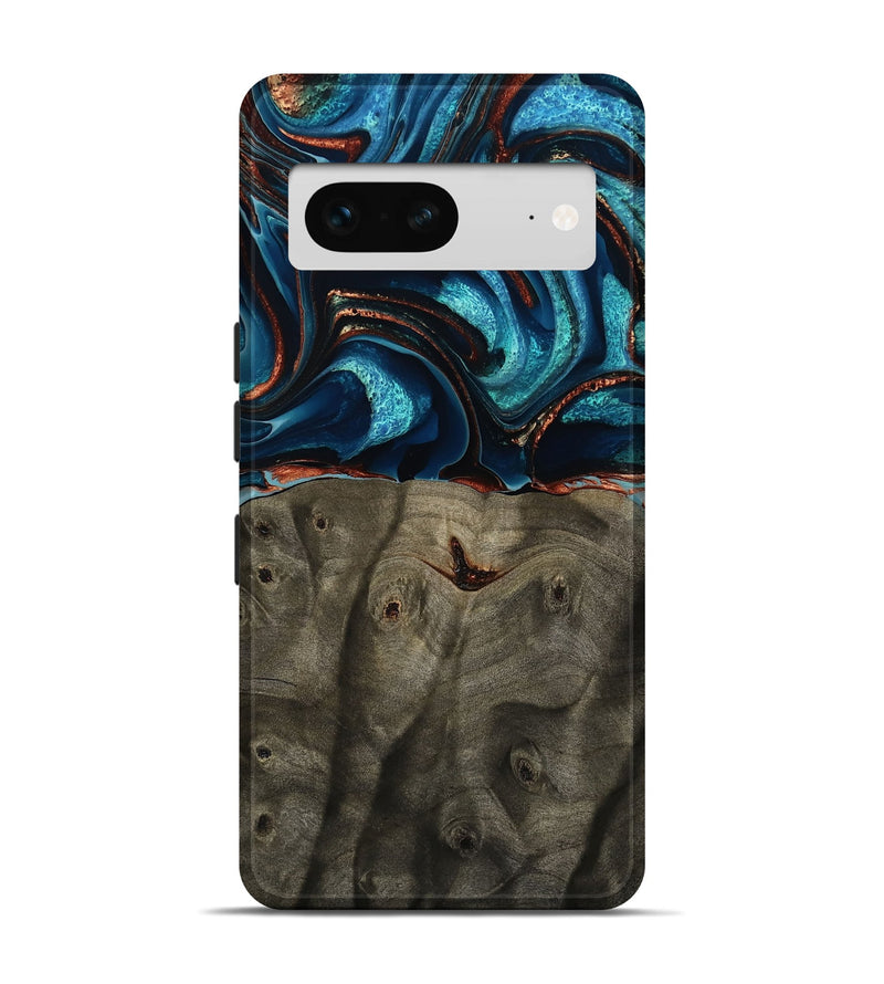 Pixel 7 Wood Live Edge Phone Case - Westyn (Teal & Gold, 791587)