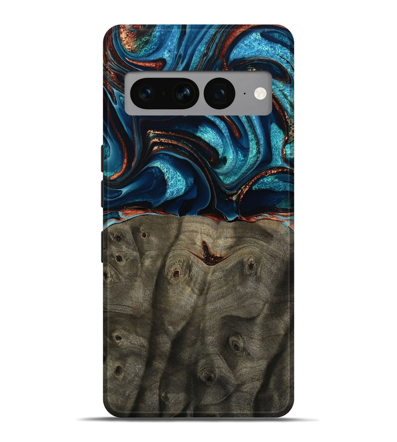 Pixel 7 Pro Wood Live Edge Phone Case - Westyn (Teal & Gold, 791587)