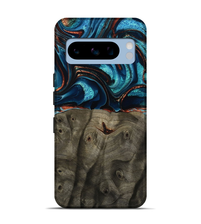 Pixel 8 Pro Wood Live Edge Phone Case - Westyn (Teal & Gold, 791587)