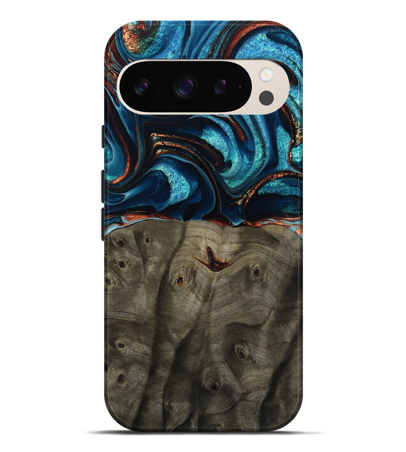 Pixel 9 Pro XL Wood Live Edge Phone Case - Westyn (Teal & Gold, 791587)