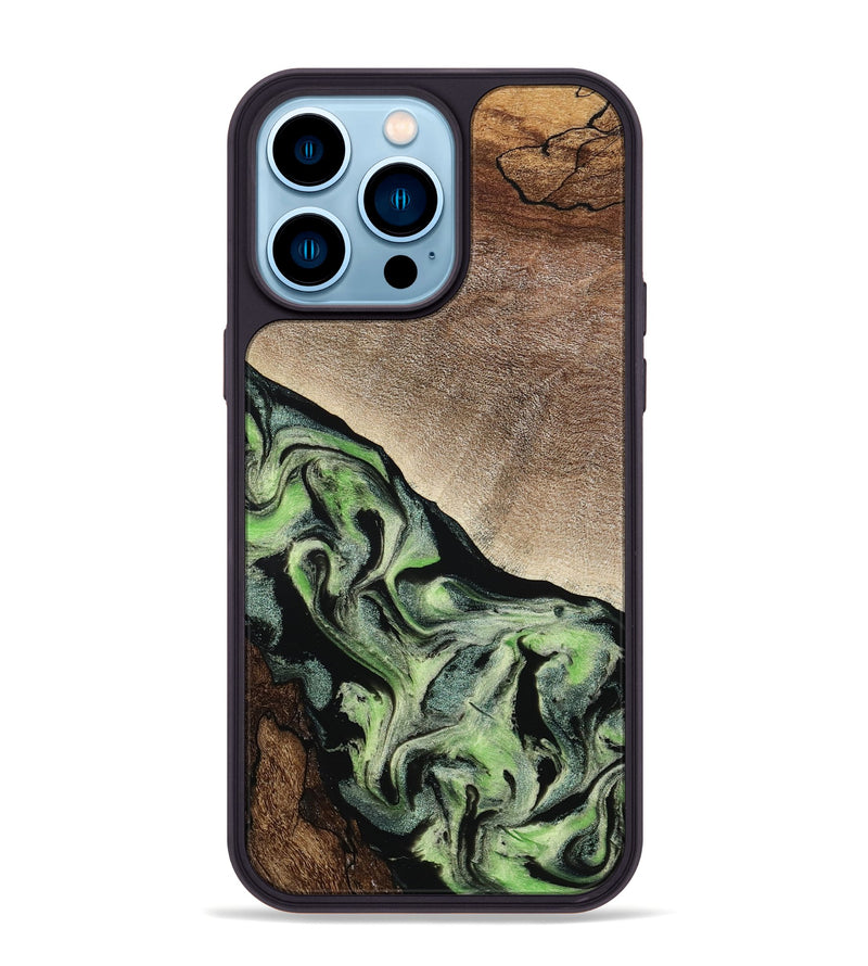 iPhone 14 Pro Max Wood Phone Case - Trish (Green, 791822)