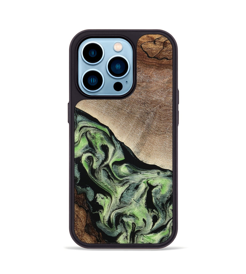 iPhone 14 Pro Wood Phone Case - Trish (Green, 791822)