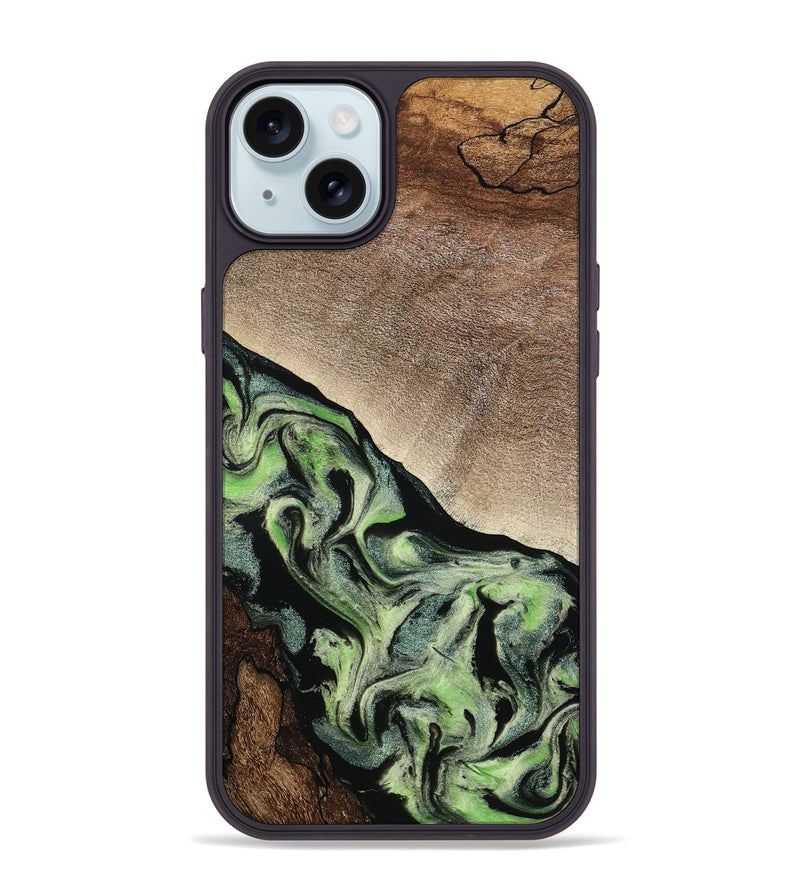 iPhone 15 Plus Wood Phone Case - Trish (Green, 791822)