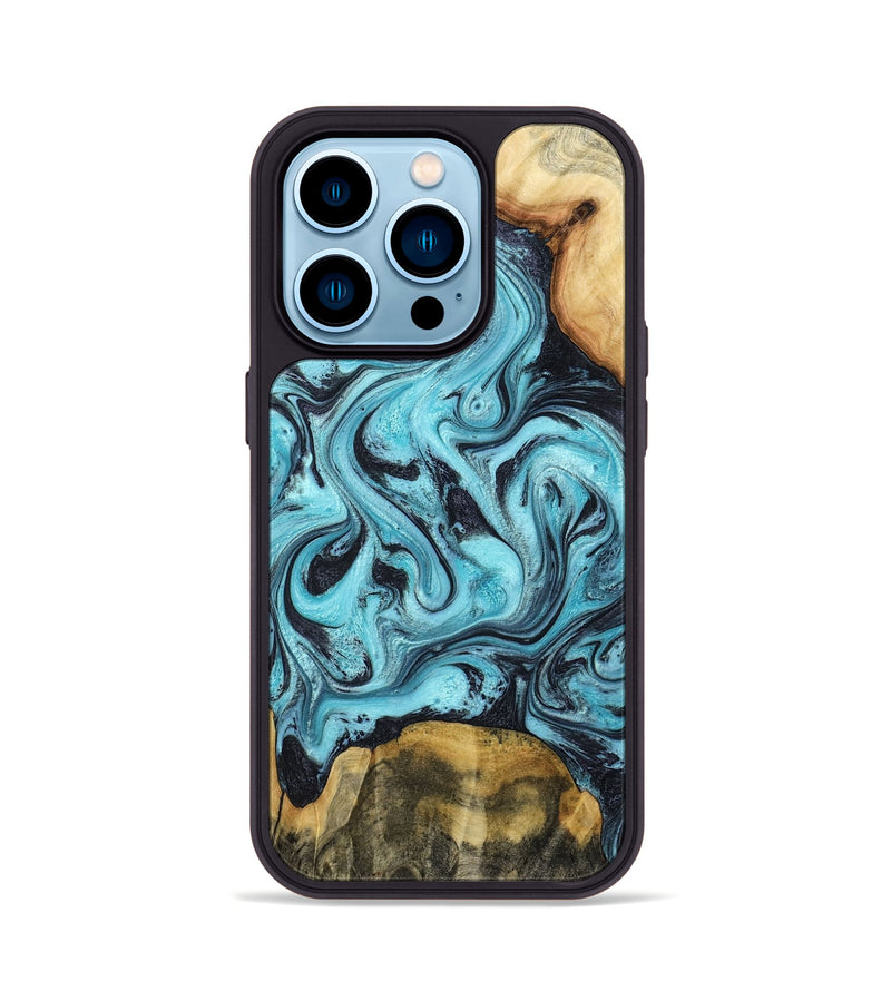iPhone 14 Pro Wood Phone Case - Elisa (Blue, 791844)