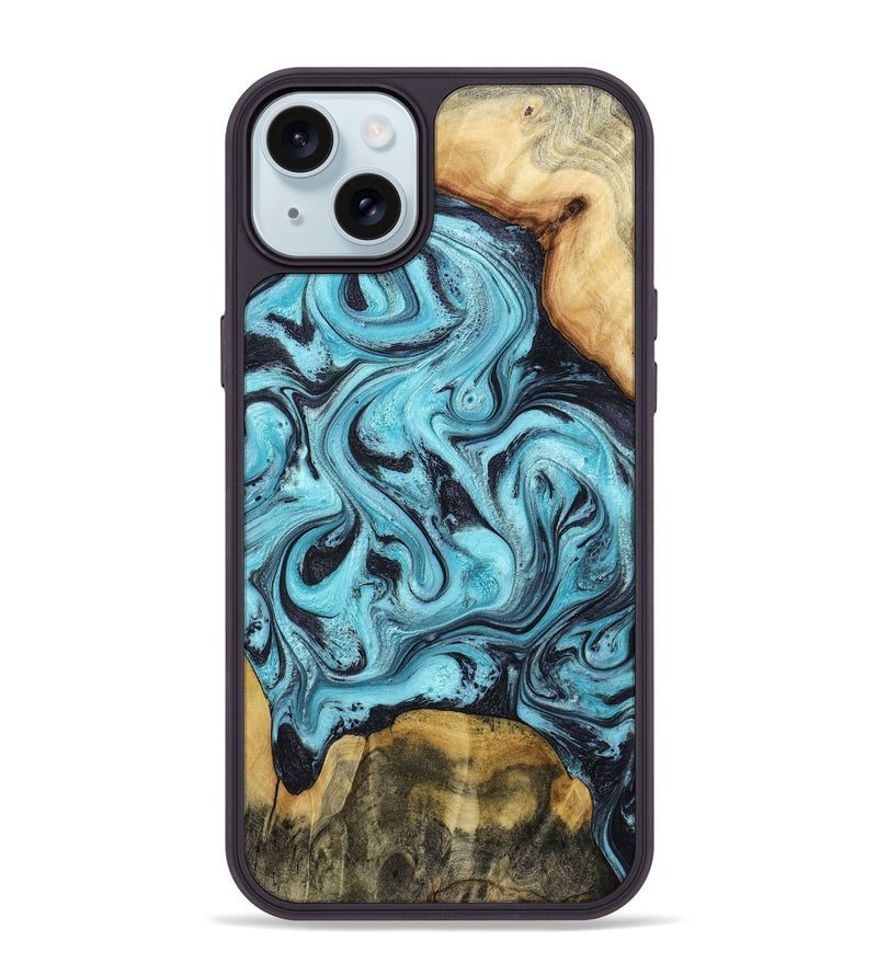 iPhone 15 Plus Wood Phone Case - Elisa (Blue, 791844)