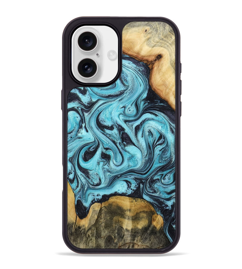 iPhone 16 Plus Wood Phone Case - Elisa (Blue, 791844)