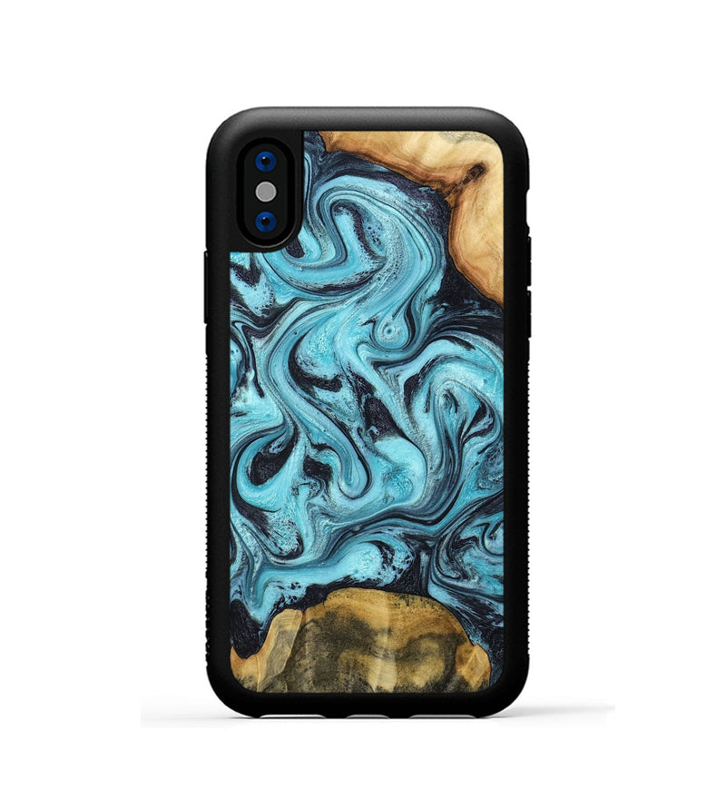 iPhone Xs Wood Phone Case - Elisa (Blue, 791844)