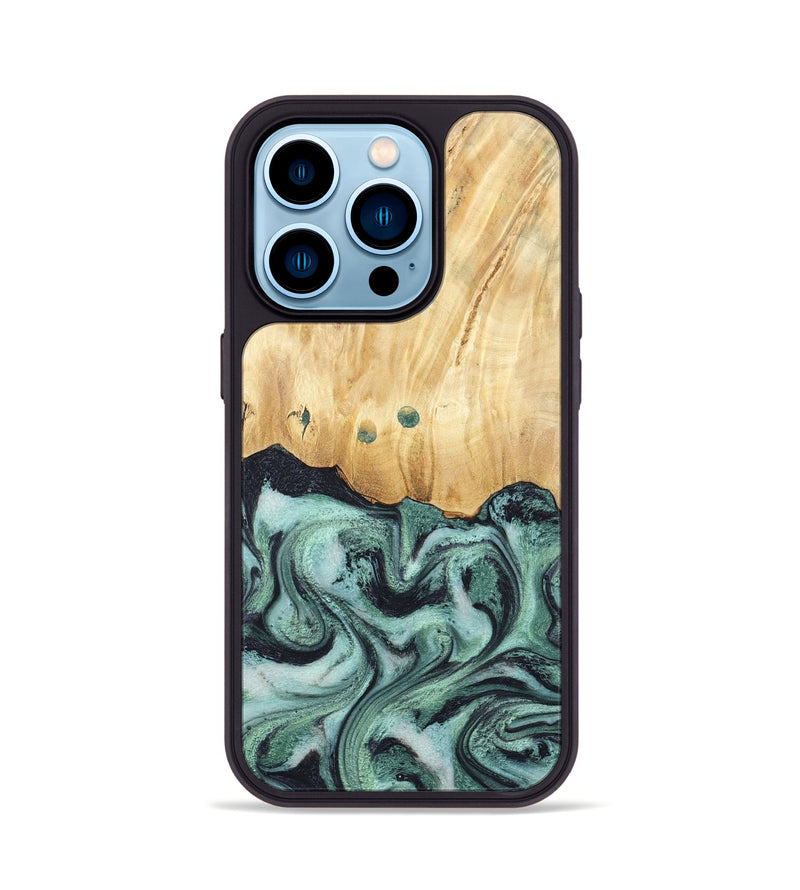iPhone 14 Pro Wood Phone Case - Indigo (Green, 791858)