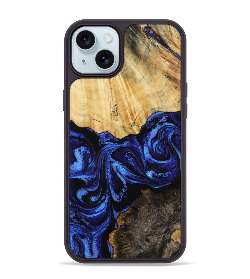 iPhone 15 Plus Wood Phone Case - Tarah (Blue, 791880)