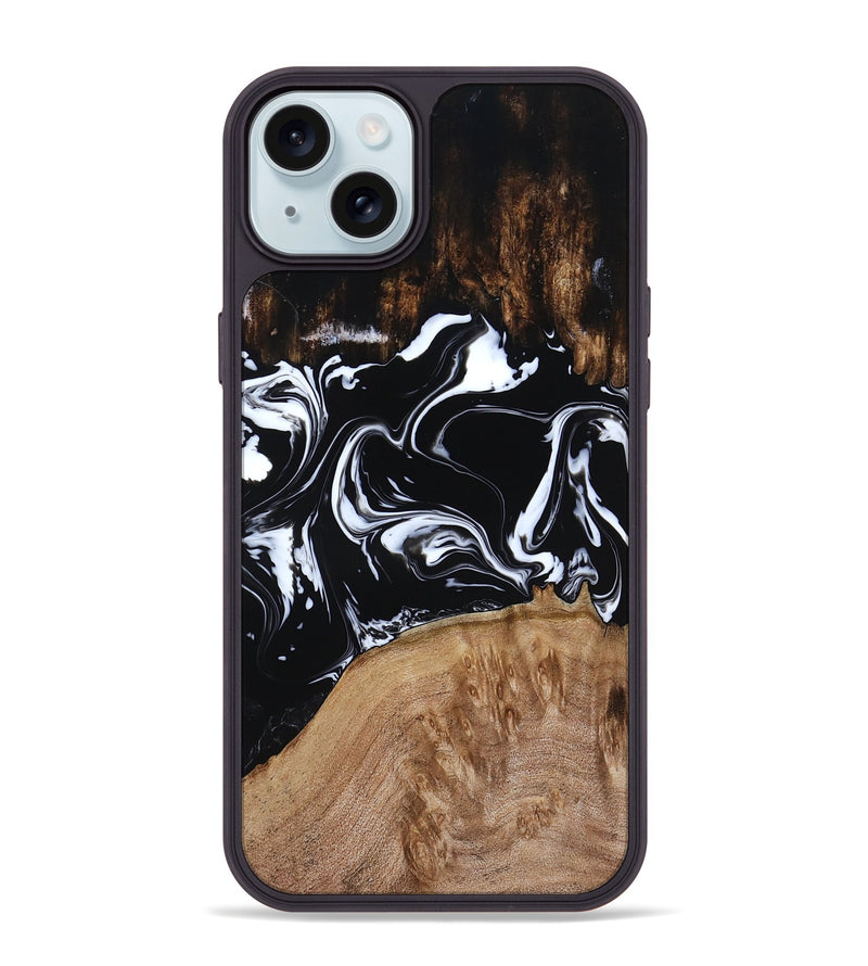 iPhone 15 Plus Wood Phone Case - Rickie (Black & White, 791911)