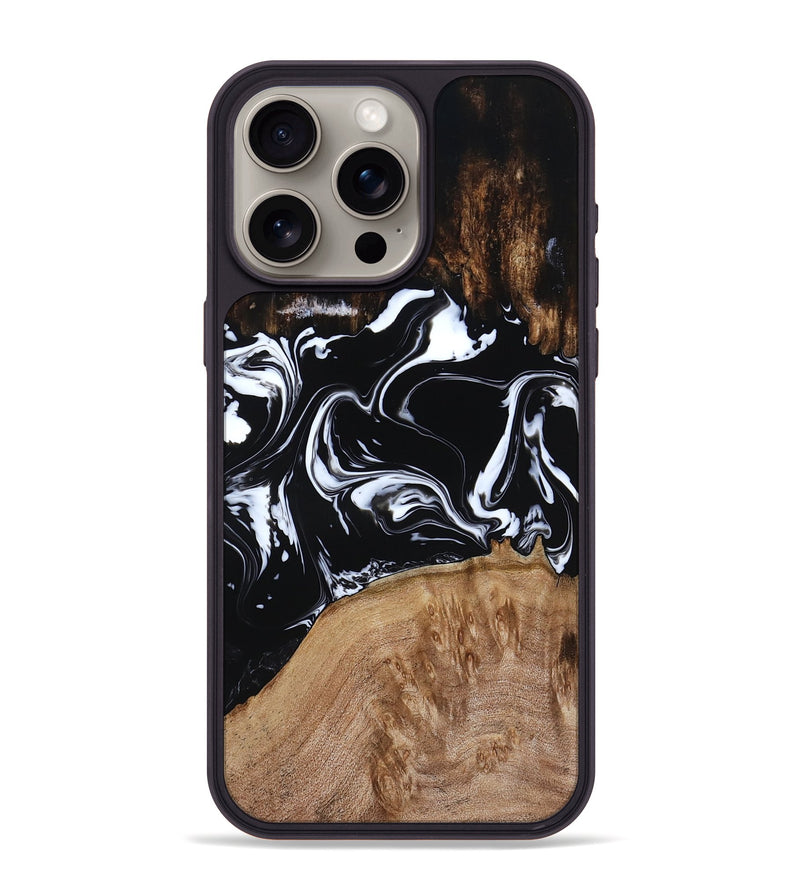 iPhone 15 Pro Max Wood Phone Case - Rickie (Black & White, 791911)