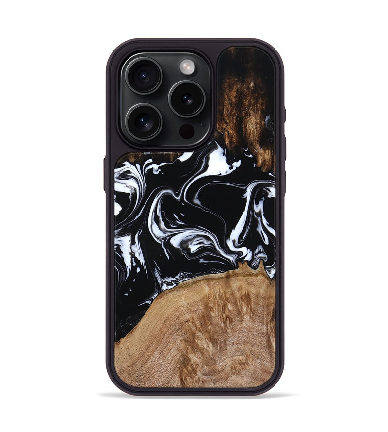 iPhone 15 Pro Wood Phone Case - Rickie (Black & White, 791911)