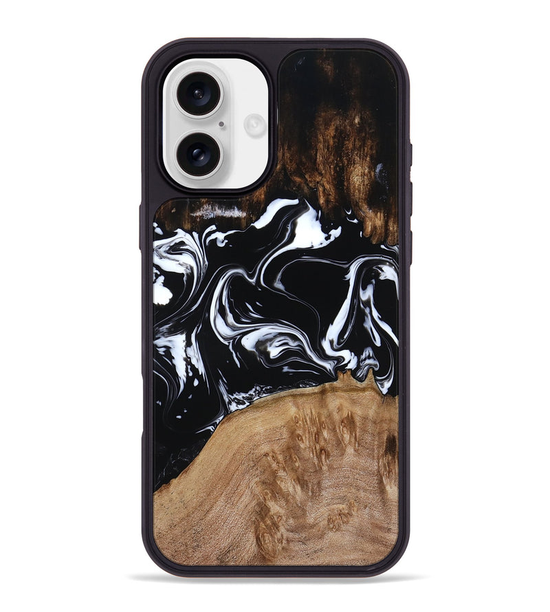 iPhone 16 Plus Wood Phone Case - Rickie (Black & White, 791911)