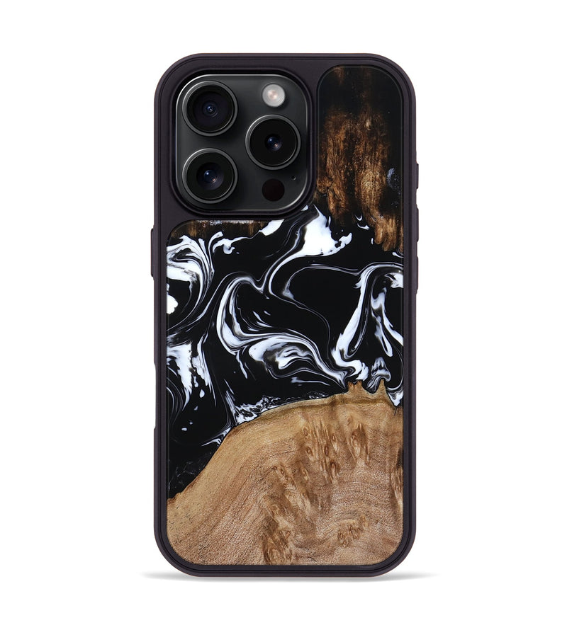 iPhone 16 Pro Wood Phone Case - Rickie (Black & White, 791911)