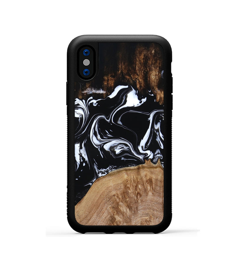 iPhone Xs Wood Phone Case - Rickie (Black & White, 791911)