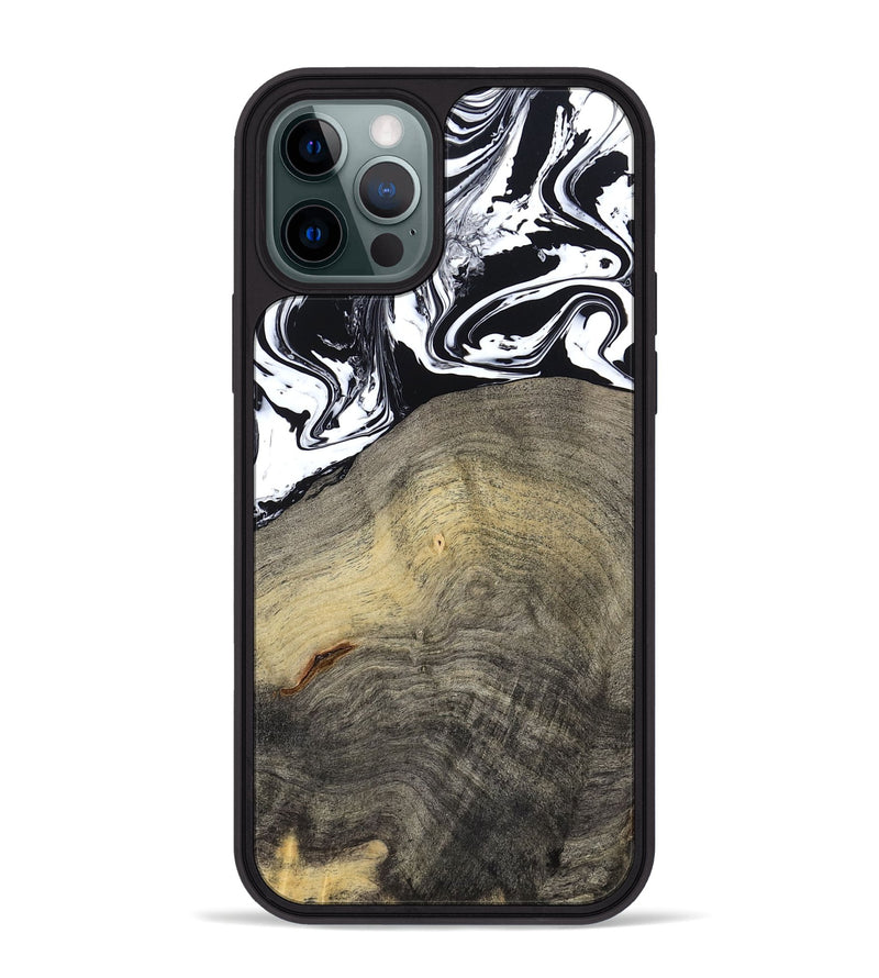iPhone 12 Pro Max Wood Phone Case - Trent (Black & White, 791914)