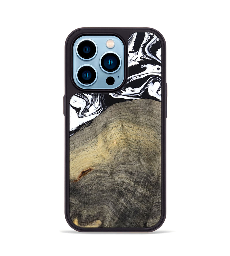 iPhone 14 Pro Wood Phone Case - Trent (Black & White, 791914)