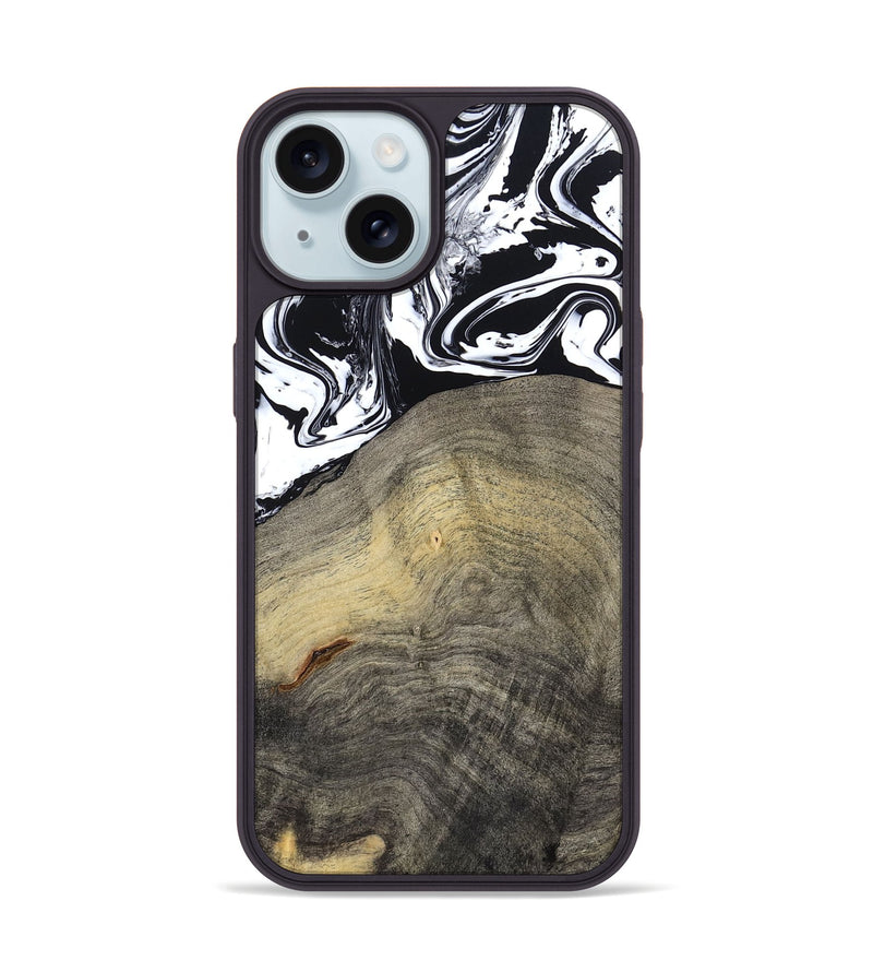 iPhone 15 Wood Phone Case - Trent (Black & White, 791914)