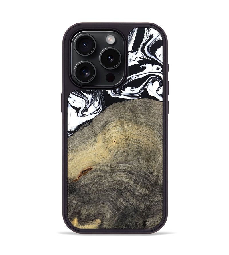 iPhone 15 Pro Wood Phone Case - Trent (Black & White, 791914)