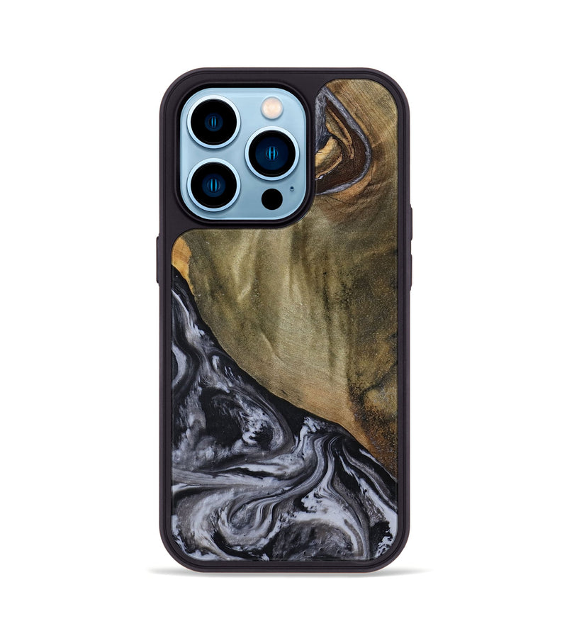 iPhone 14 Pro Wood Phone Case - Jerri (Black & White, 791915)