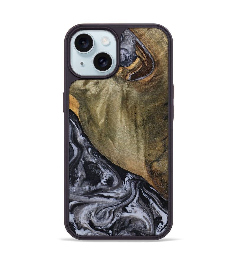 iPhone 15 Wood Phone Case - Jerri (Black & White, 791915)
