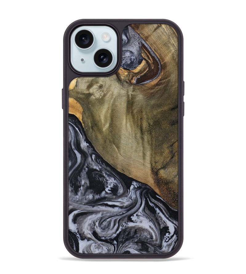 iPhone 15 Plus Wood Phone Case - Jerri (Black & White, 791915)
